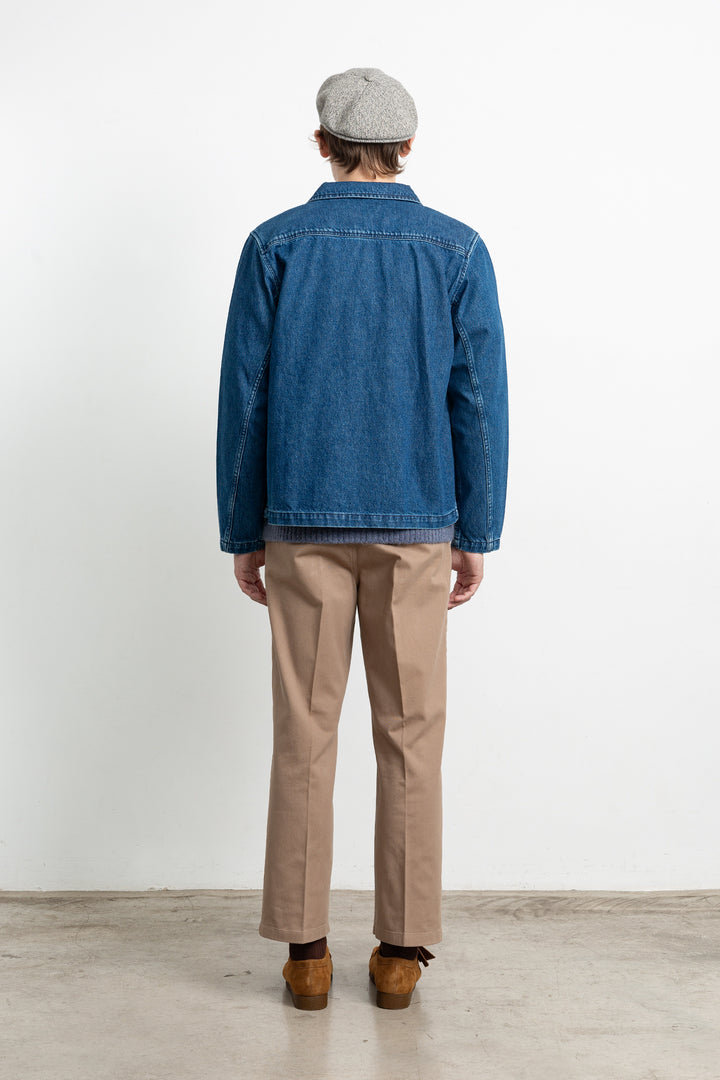 Edmmond Avail Denim Jacket in Plain Stone Wash