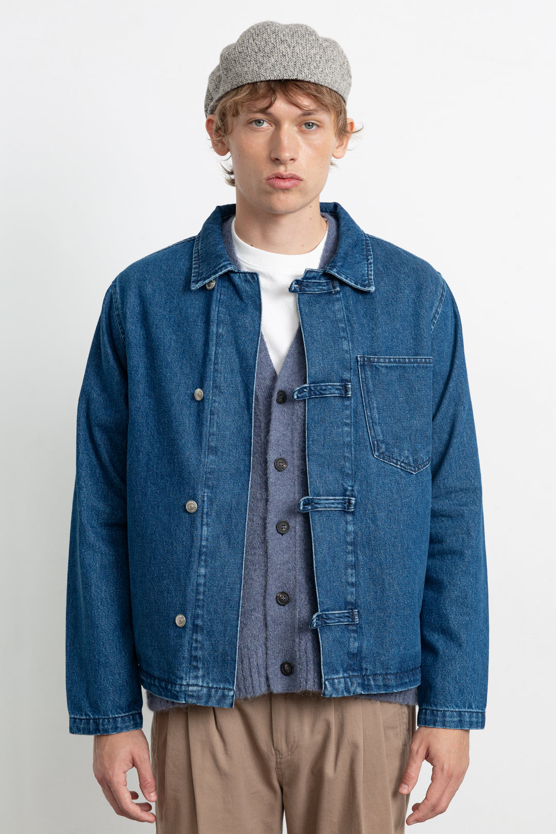 Edmmond Avail Denim Jacket in Plain Stone Wash | Buster McGee