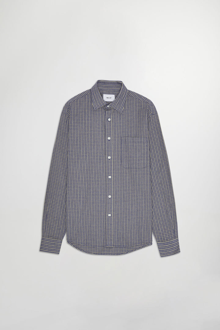 NN07 Deon 5465 Cotton Shirt in Indigo Check | Buster McGee Daylesford
