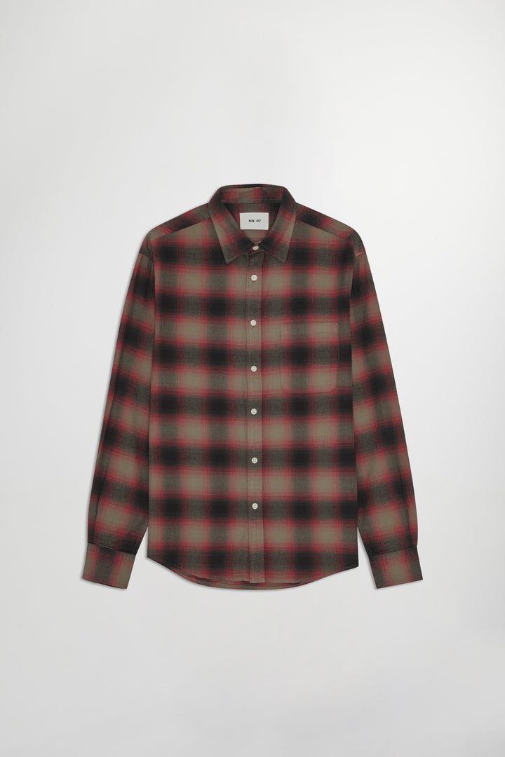 NN07 Deon 5465 Cotton Shirt in Red Check | Buster McGee