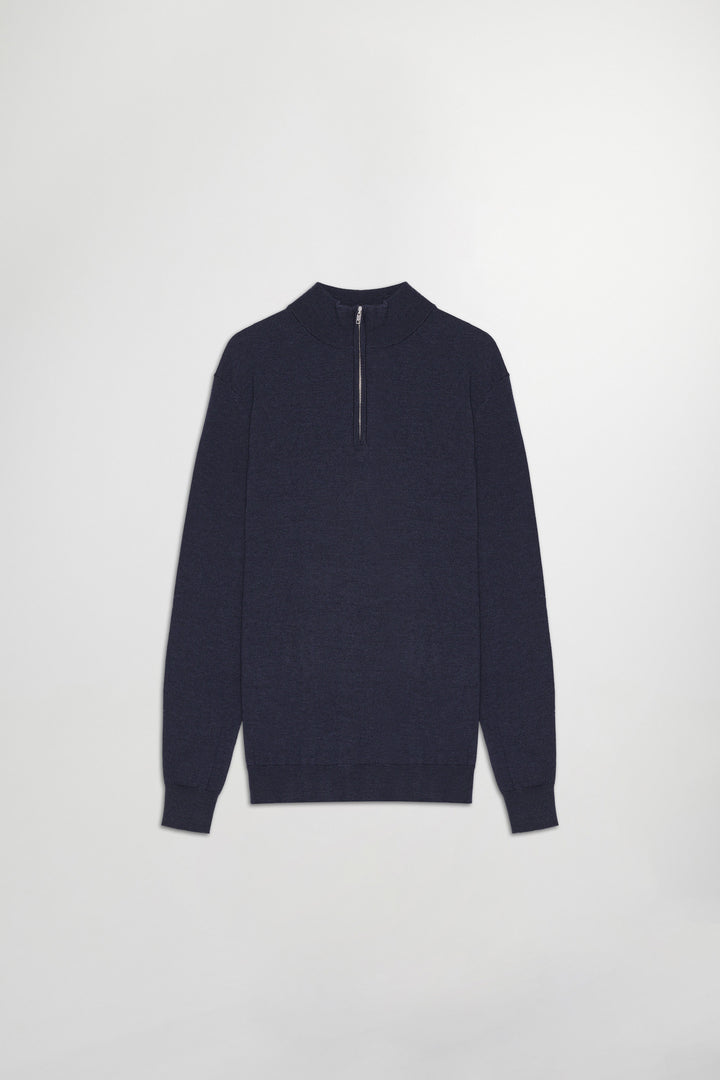 NN07 Sergio 6605 Zip Mock Sweater in Navy Multi | Buster McGee