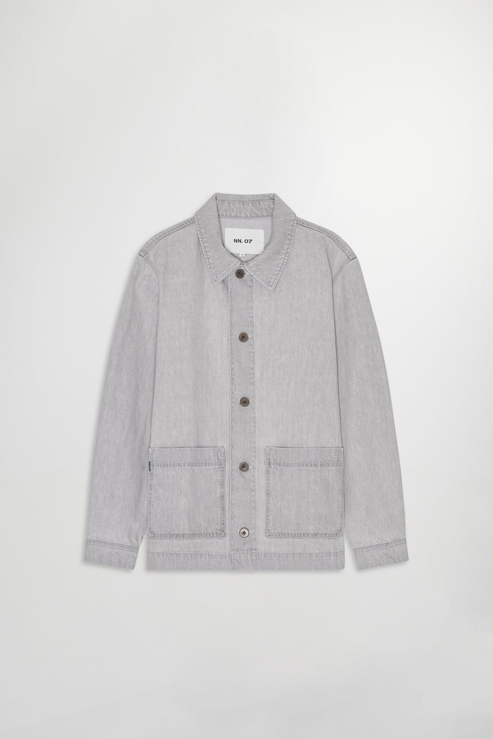 NN07 Ollie 1882 Overshirt in Light Grey Denim | Buster McGee