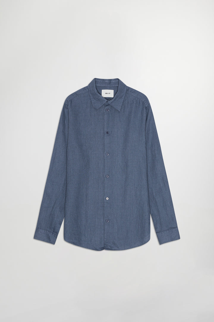 NN07 Enzo 5708 Long sleeve Linen Shirt in Bering Sea | Buster McGee