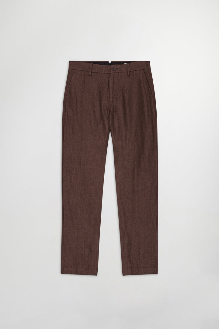 NN07 Theo 1454 Linen Pant in Coffee | Buster McGee