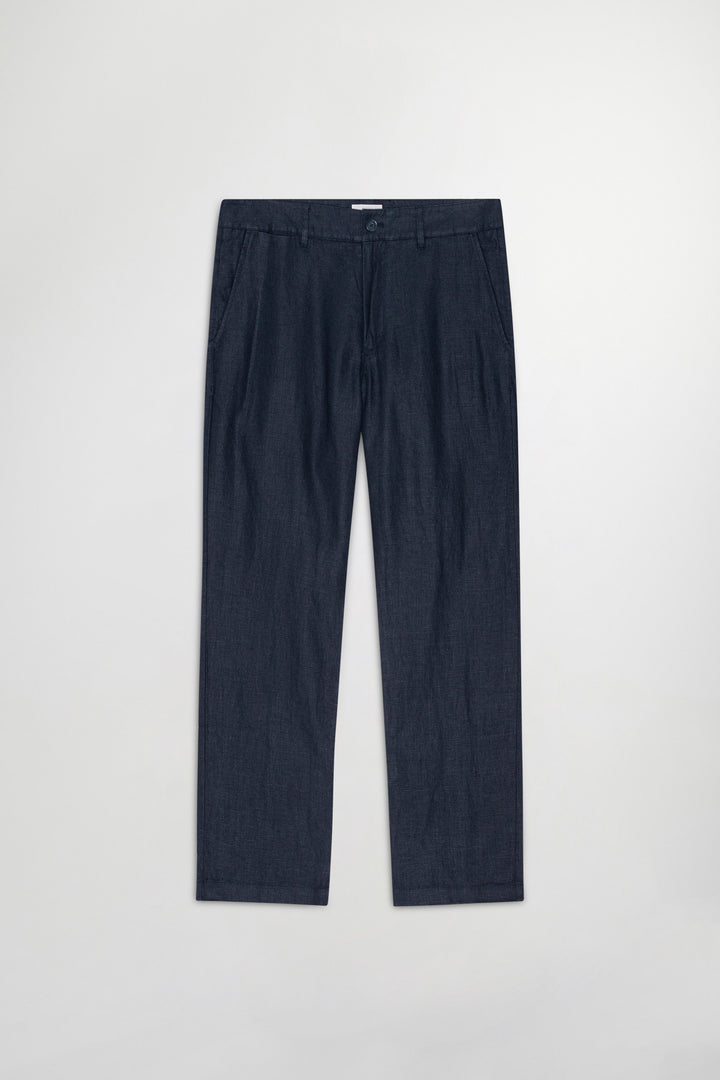 NN07 Aden 1454 Linen Pant in Navy Blue | Buster McGee