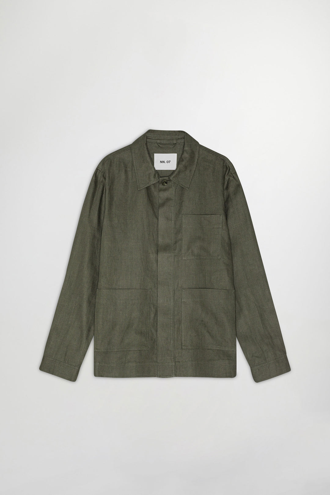 NN07 Olav 1454 Linen Overshirt in Croc Green | Buster McGee