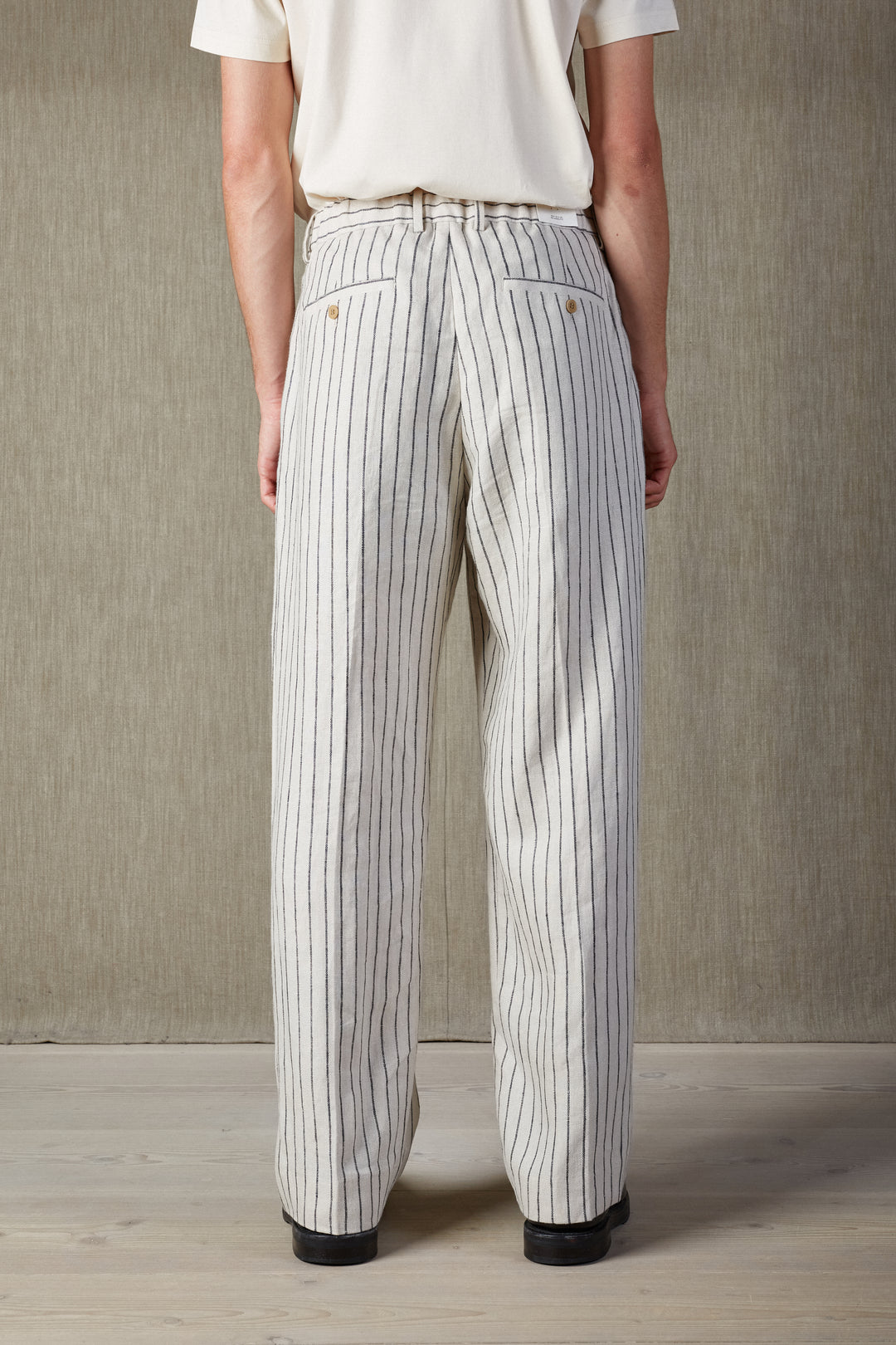 NN07 Kay 1455 Relaxed Linen Pant in Oat Stripe