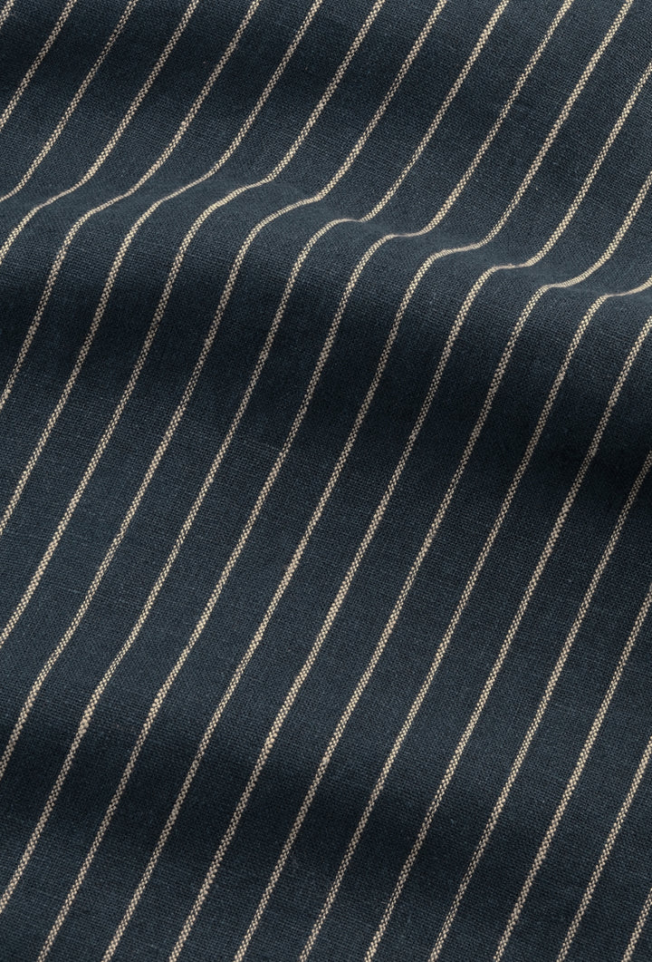 NN07 Olav 1455 Linen Overshirt in Navy Stripe