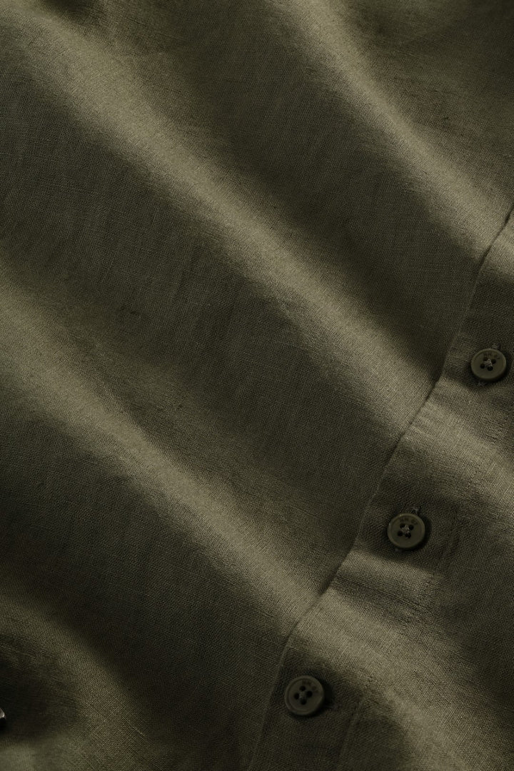 NN07 Arne BD 5708 Long sleeve Linen Shirt in Capers