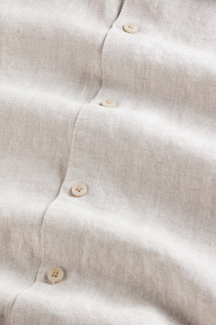 NN07 Enzo 5708 Short Sleeve Linen Shirt in Oat