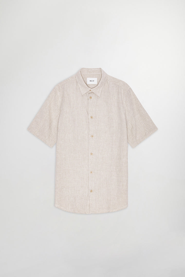 NN07 Enzo 5708 Short Sleeve Linen Shirt in Oat | Buster McGee
