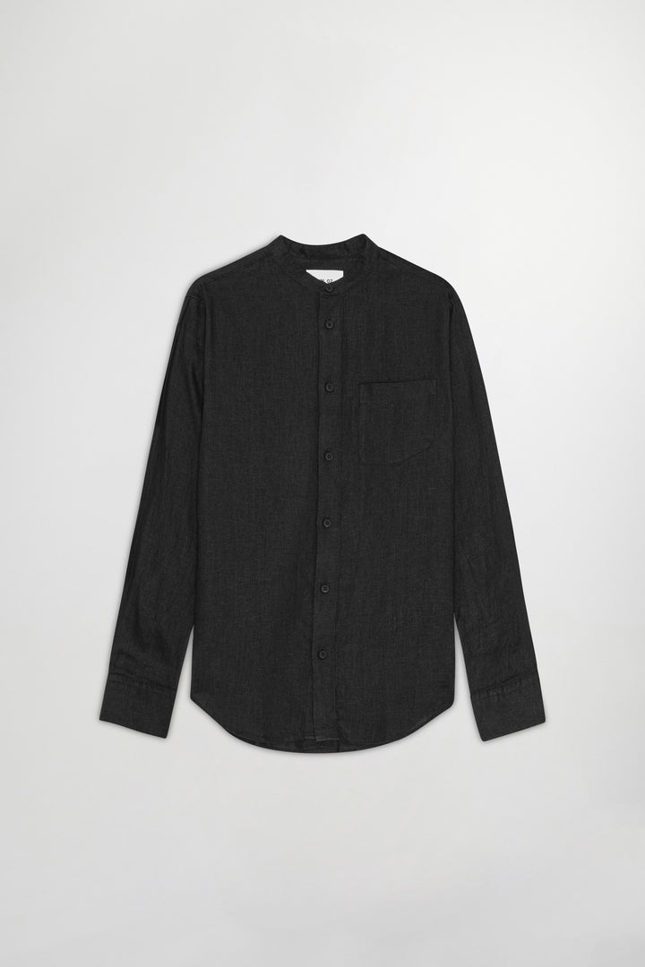 NN07 Miles 5708 Long sleeve Linen Shirt in Black | Buster McGee