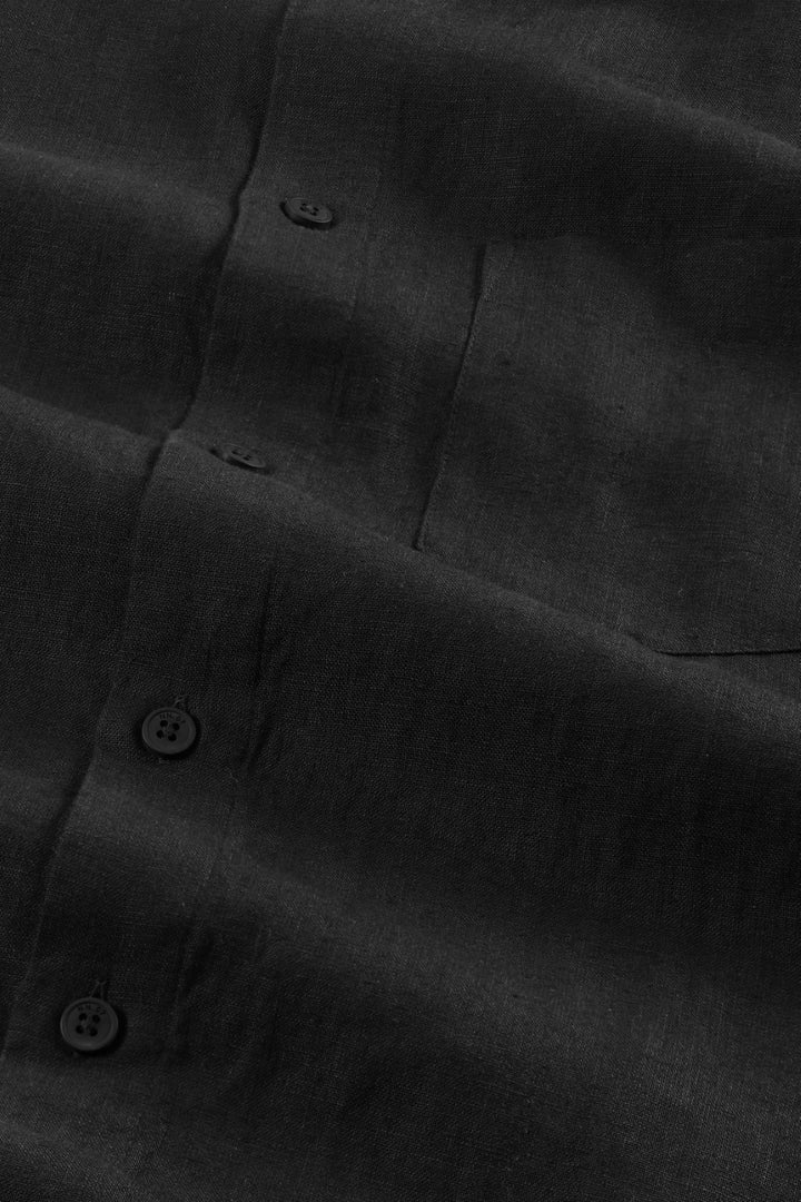 NN07 Miles 5708 Long sleeve Linen Shirt in Black