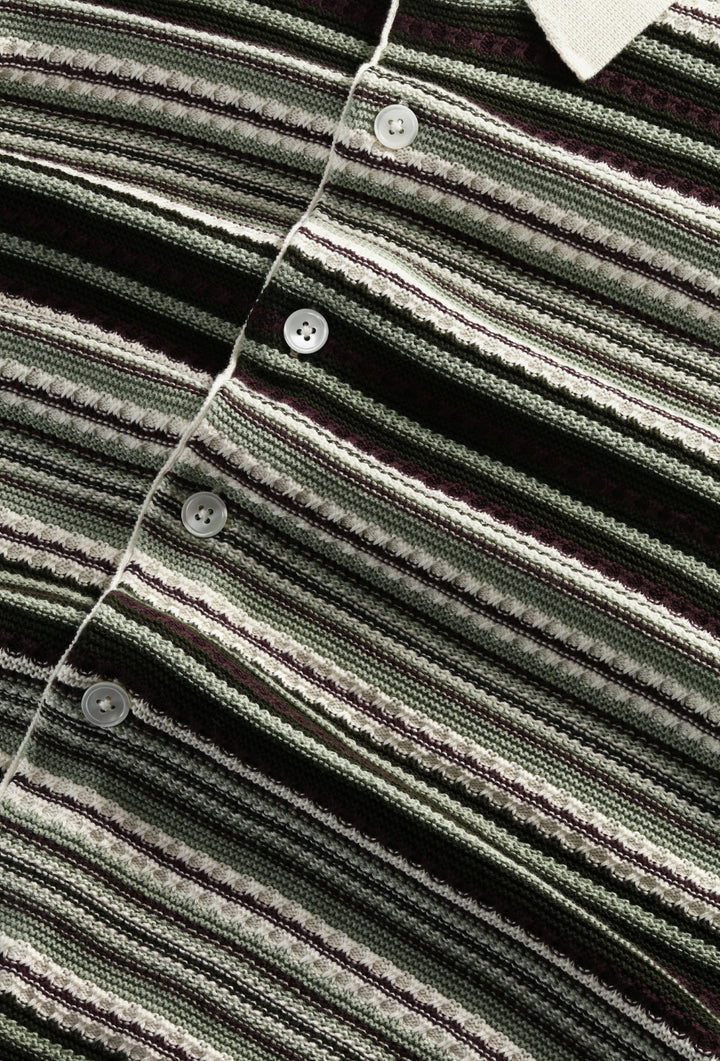 NN07 Nolan Polo Cardigan 6686 in Green Stripe