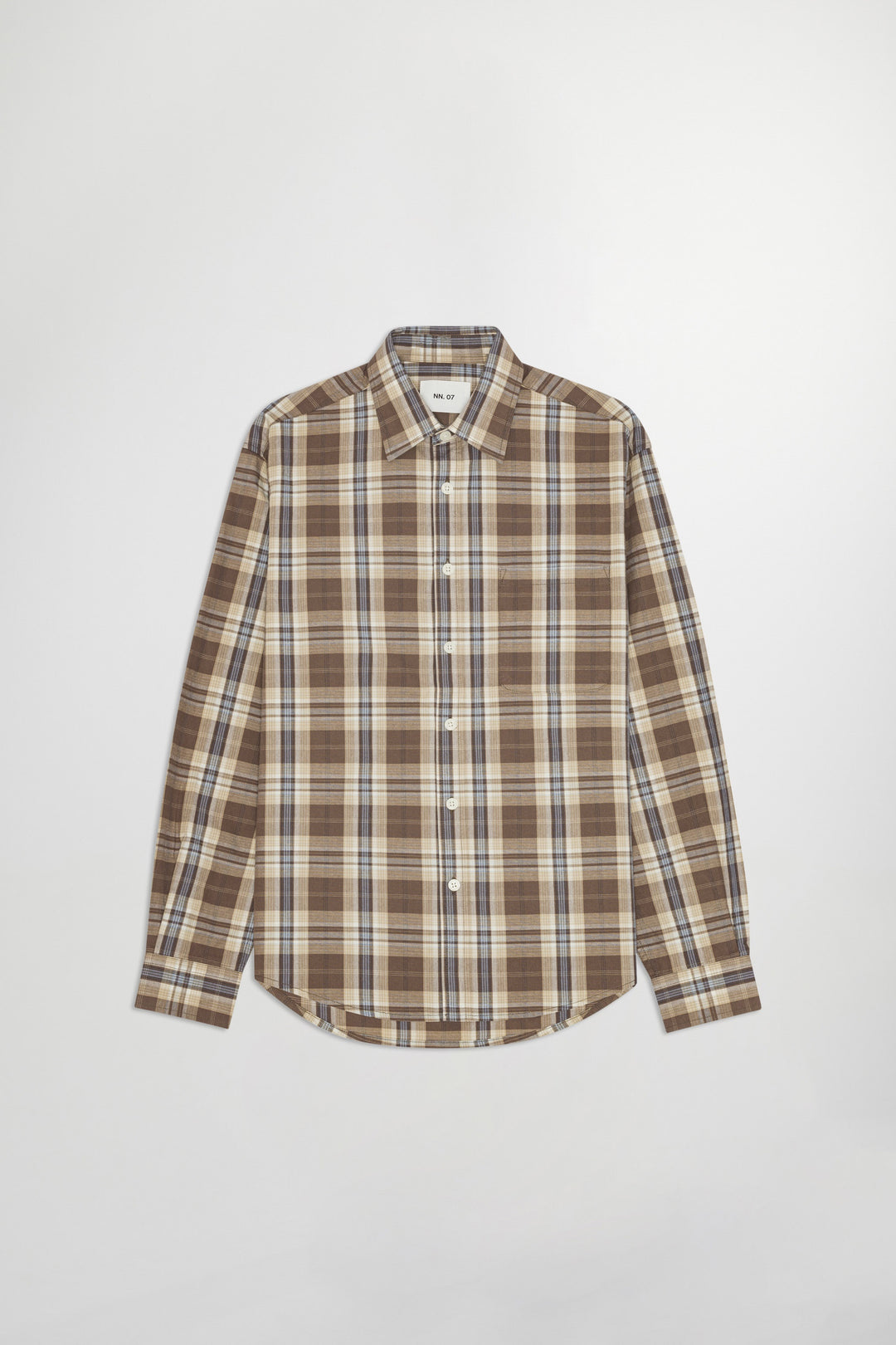 NN07 Deon 50026 Organic Cotton Shirt in Brown Check | Buster McGee