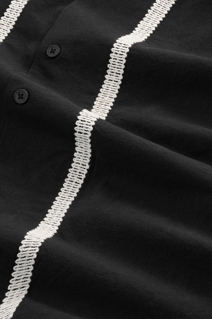 NN07 Reed 50032 Embroidered Overshirt in Black | Buster McGee