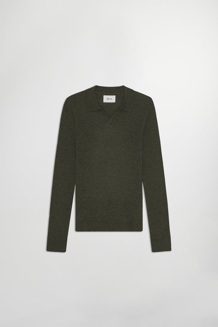 NN07 Paul 60035 LS Polo in Dark Army | Buster McGee
