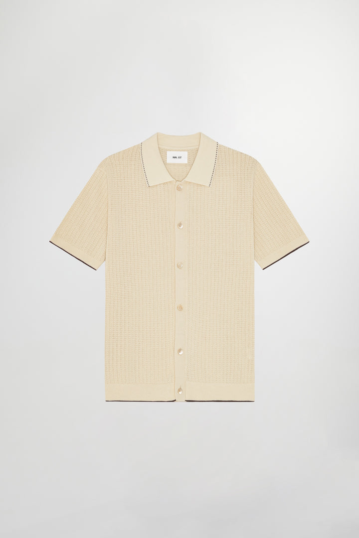 NN07 Nalo SS Knitted Polo 60039 in Ivory | Buster McGee