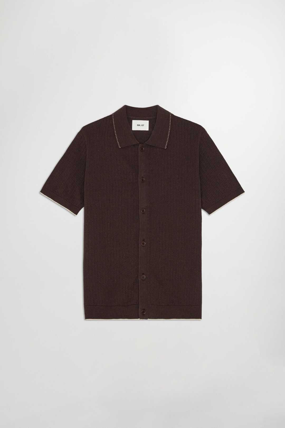 NN07 Nalo SS Knitted Polo 60039 in Deep Truffle | Buster McGee