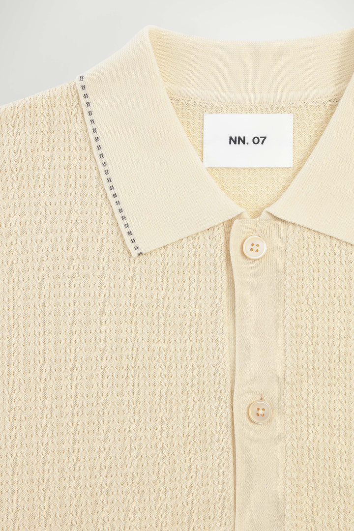 NN07 Nalo SS Knitted Polo 60039 in Ivory