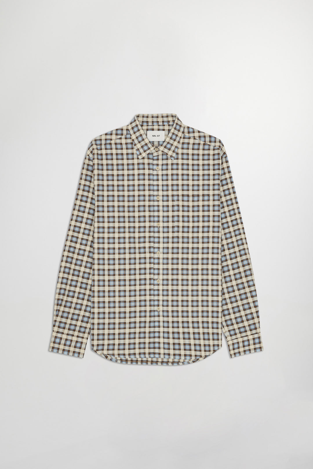 NN07 Deon 50037 Cotton LS Shirt in Blue Check | Buster McGee