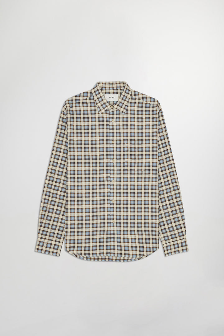 NN07 Deon 50037 Cotton LS Shirt in Blue Check | Buster McGee