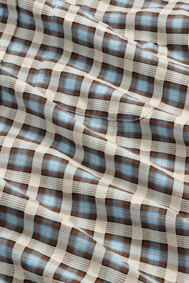 NN07 Deon 50037 Cotton LS Shirt in Blue Check
