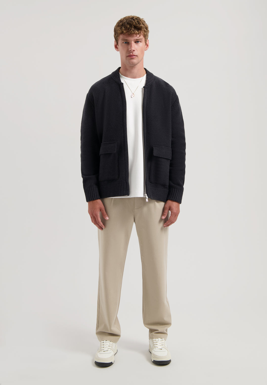 Dstrezzed Boden Knitted Bomber Jacket in Dark Grey | Buster McGee