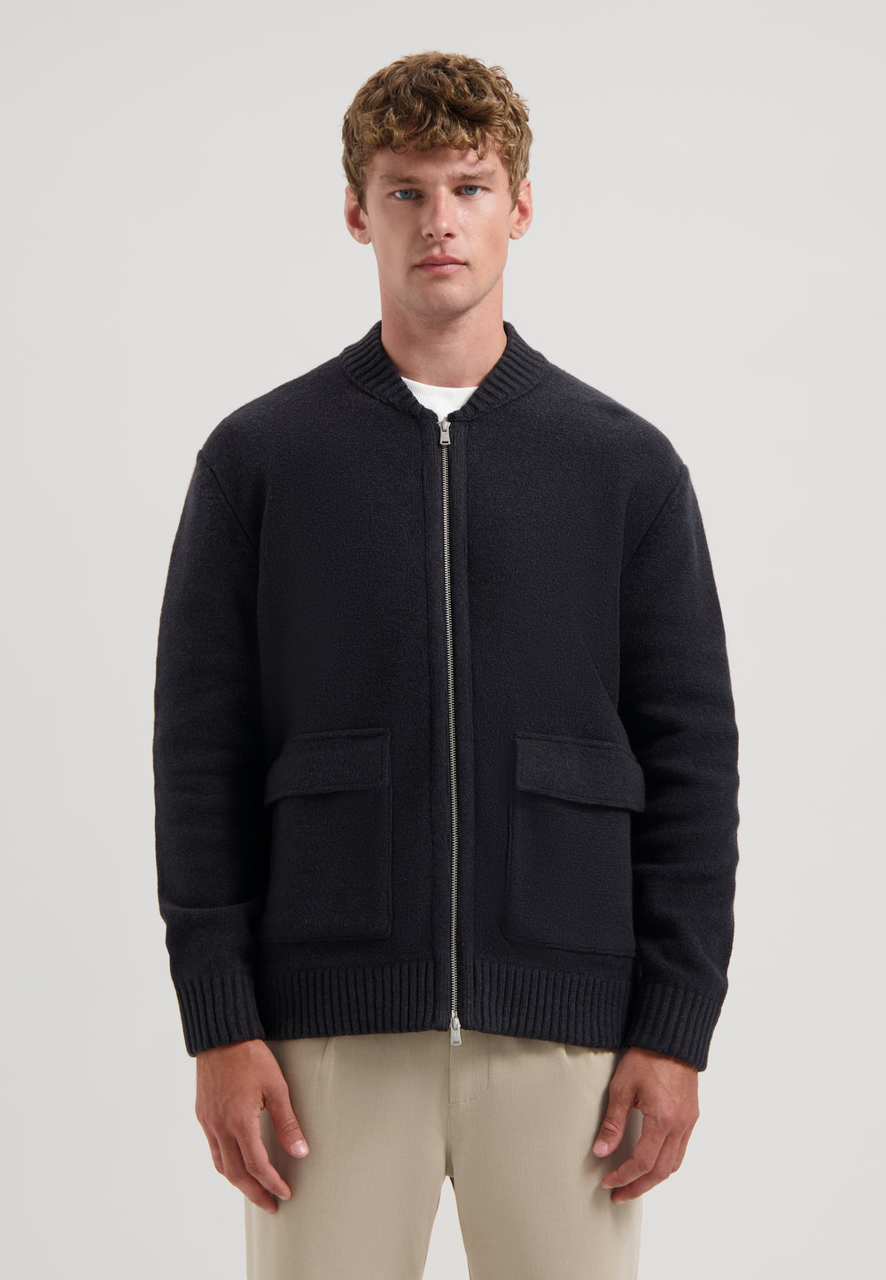 Dstrezzed Boden Knitted Bomber Jacket in Dark Grey | Buster McGee