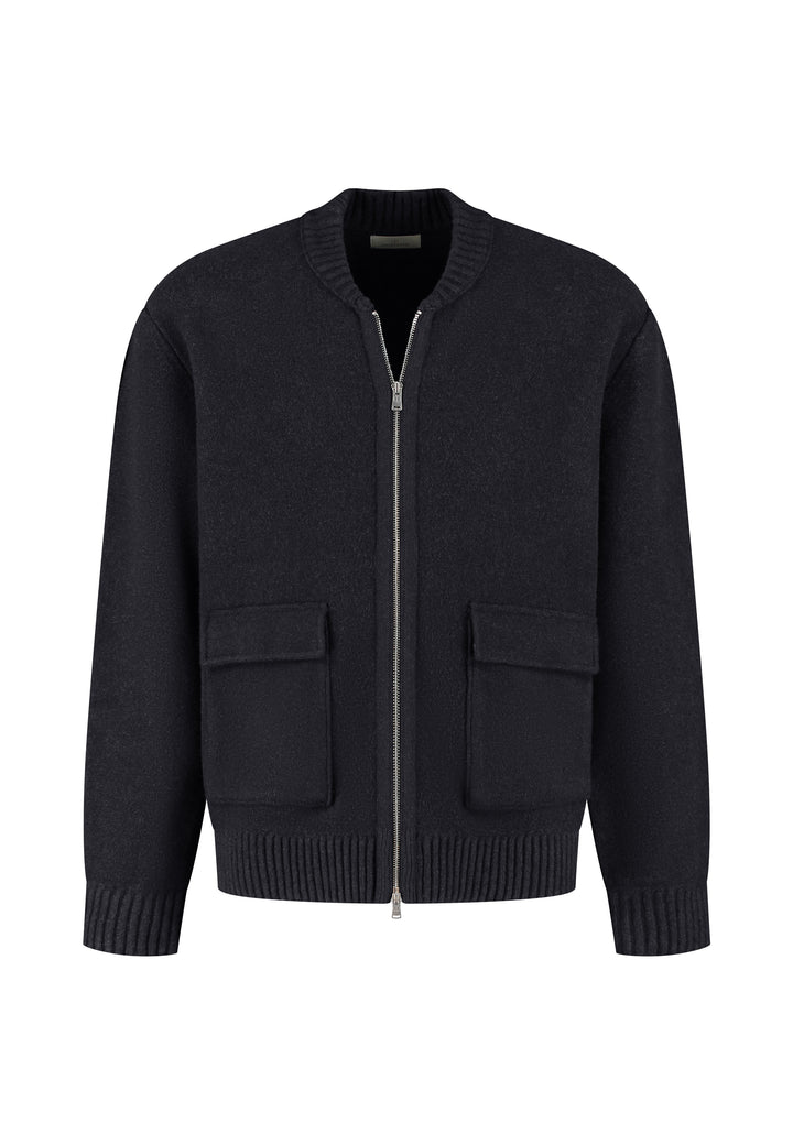 Dstrezzed Boden Knitted Bomber Jacket in Dark Grey | Buster McGee