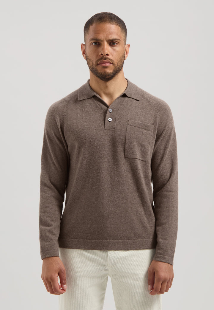 Dstrezzed Aloin LS Polo Shirt in Vintage Khaki | Buster McGee