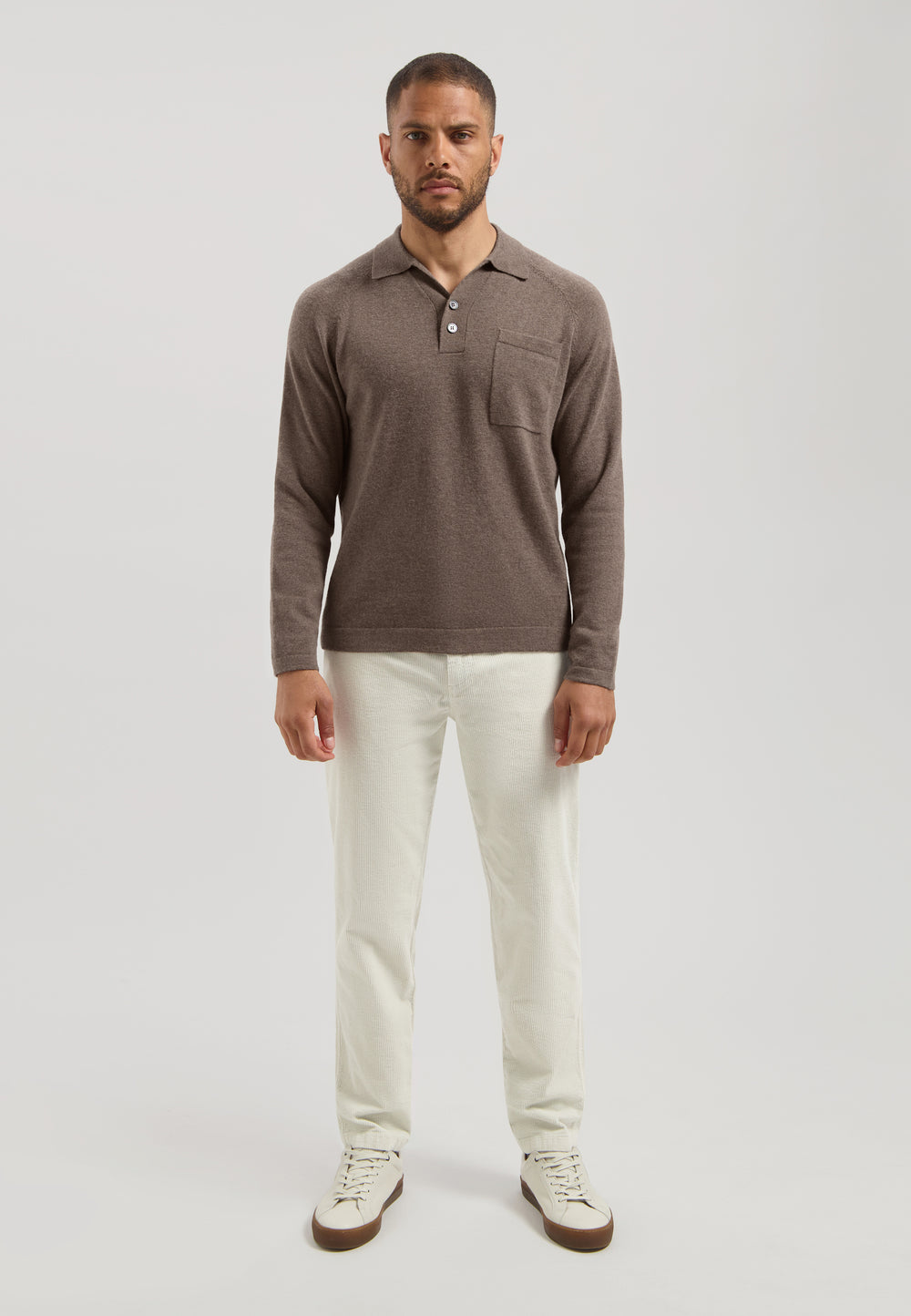 Dstrezzed Aloin LS Polo Shirt in Vintage Khaki | Buster McGee