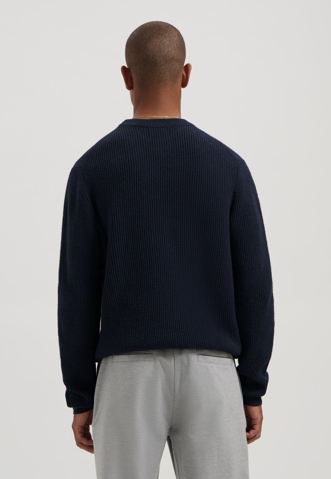 Dstrezzed Stef Rib Crewneck Knit in Dark Navy