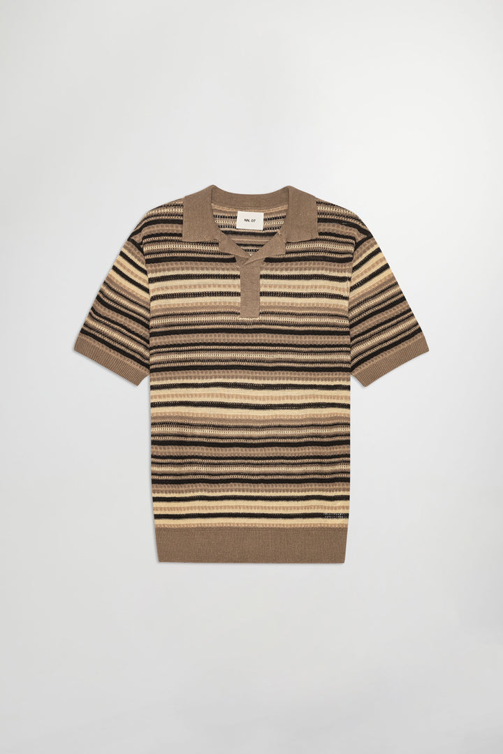NN07 Noam 60043 Textured Stitch Polo in Mable Husk | Buster McGee