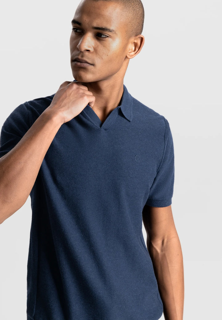 Dstrezzed Mercury Short Sleeve Polo in Dark Navy | Buster McGee