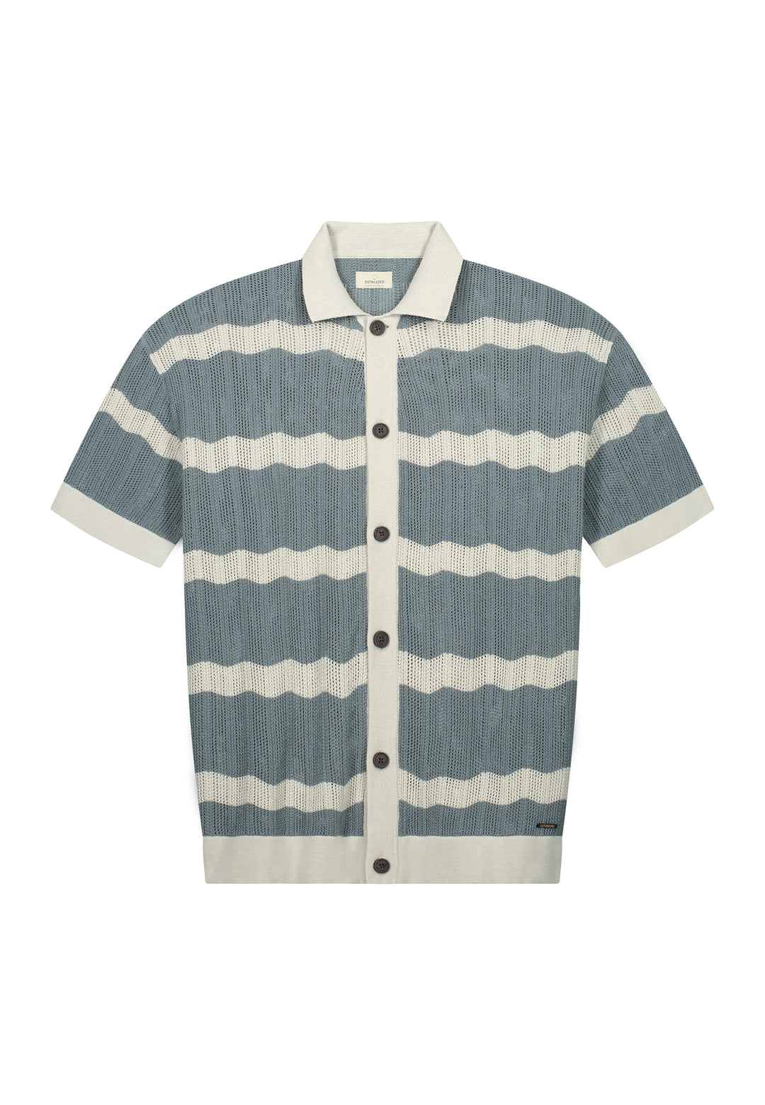 DSTREZZED Tadeo Shortsleeve  Stripe Shirt in Stormy Sea | Buster McGee