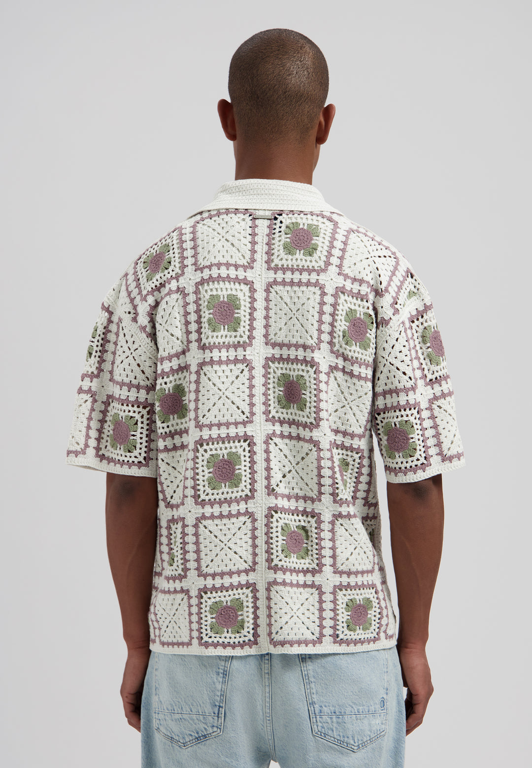 Dstrezzed Shane Crochet Shirt in Silver Birch