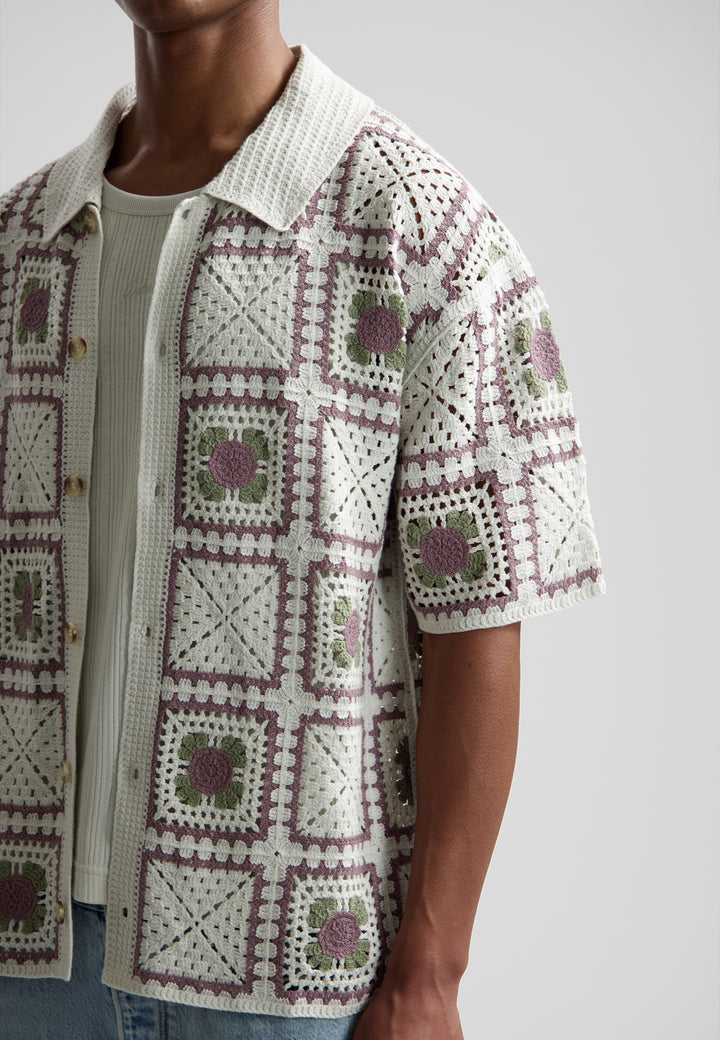 Dstrezzed Shane Crochet Shirt in Silver Birch