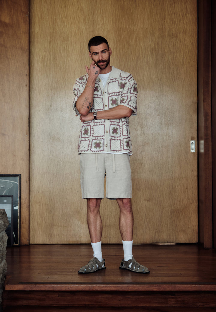 Dstrezzed Shane Crochet Shirt in Silver Birch