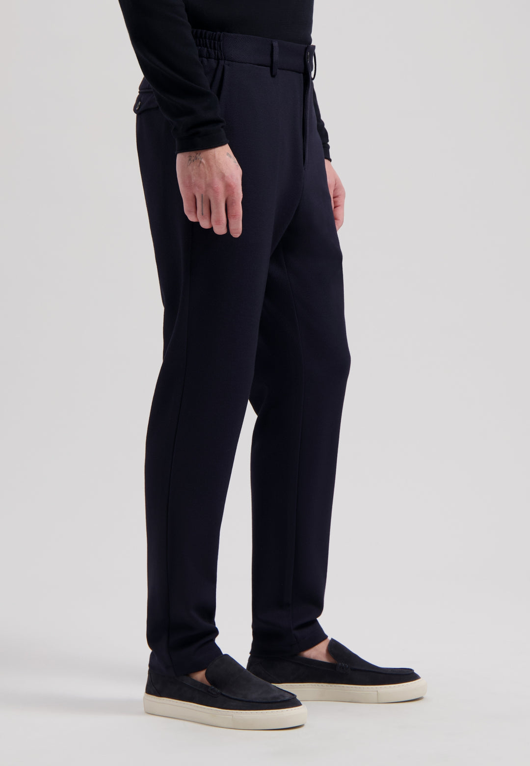 DSTREZZED Jordan Stretch Pique Pants in Dark Navy | Buster McGee