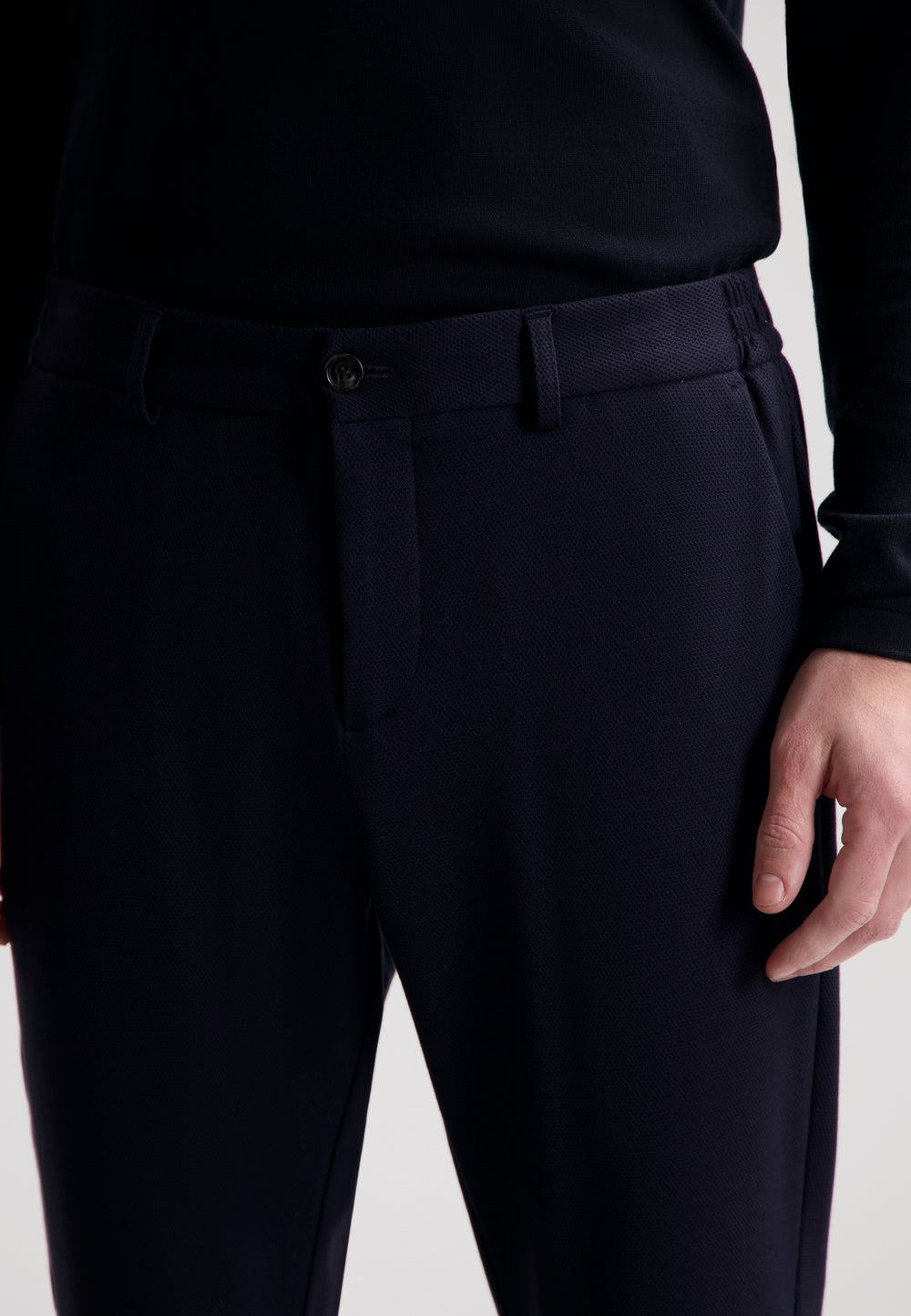 DSTREZZED Jordan Stretch Pique Pants in Dark Navy | Buster McGee