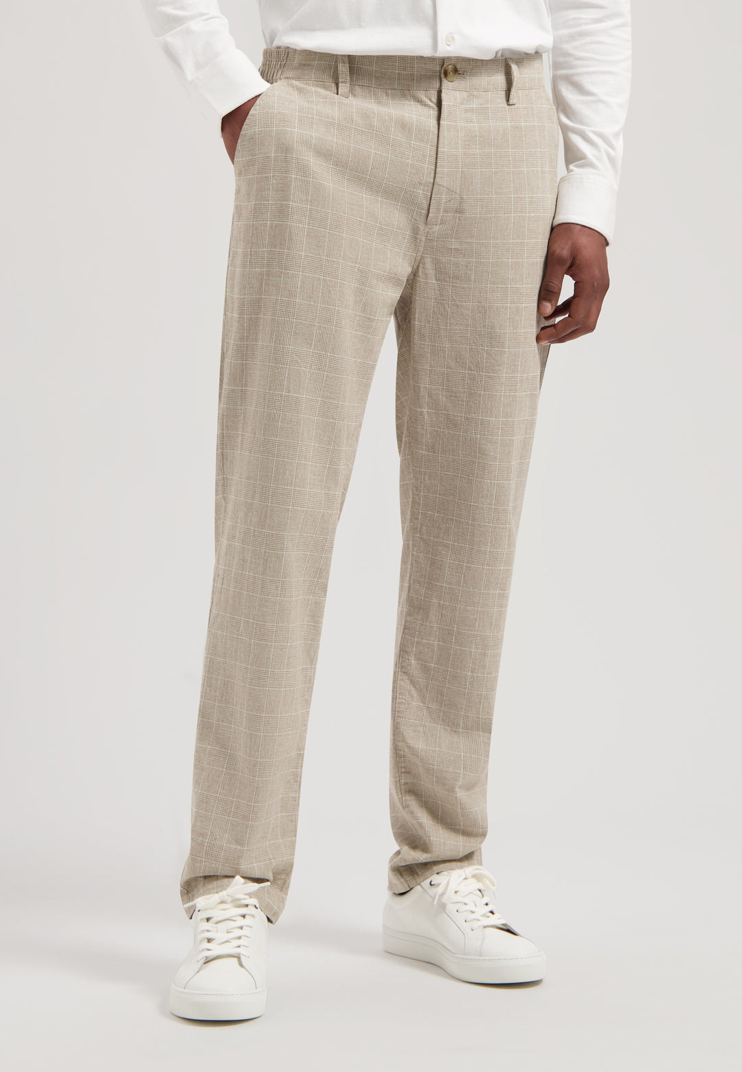 Dstrezzed Logan Check Linen Pants in Timber Wolf | Buster McGee
