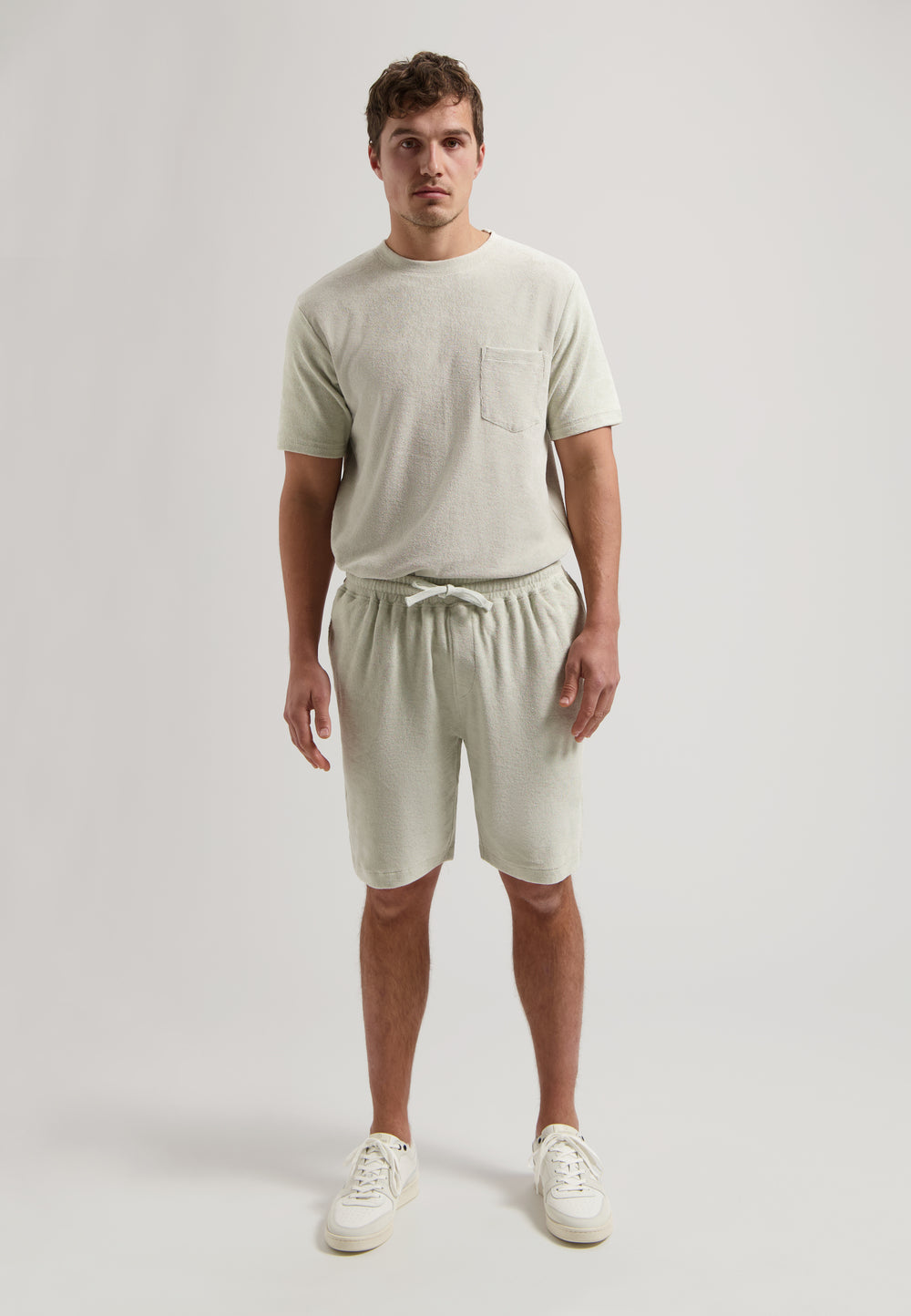 Dstrezzed Logan Towelling Shorts in Silver Birch | Buster McGee