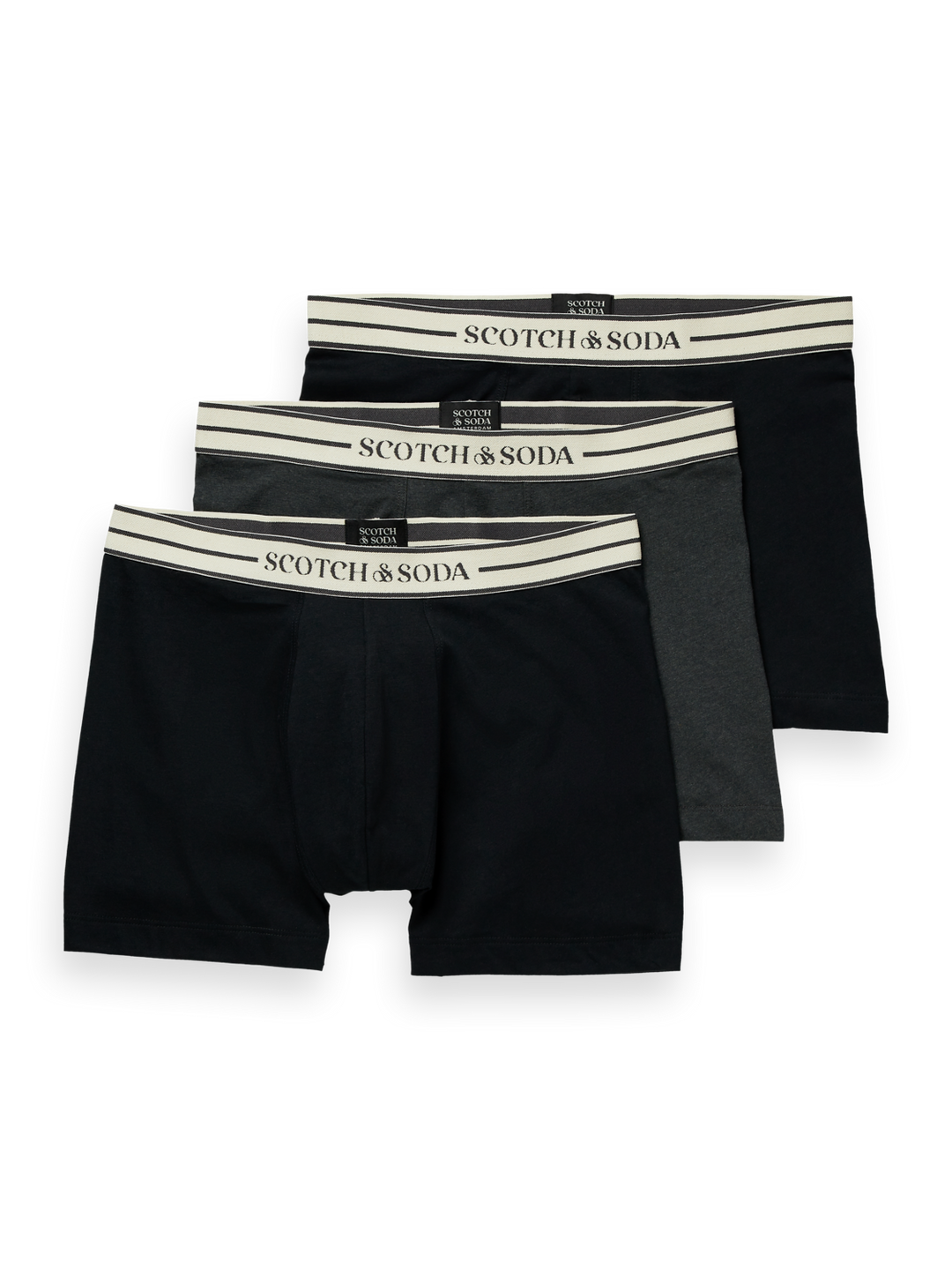 Scotch & Soda Large Logo Boxer Briefs 3 Pack in Black | Buster McGee