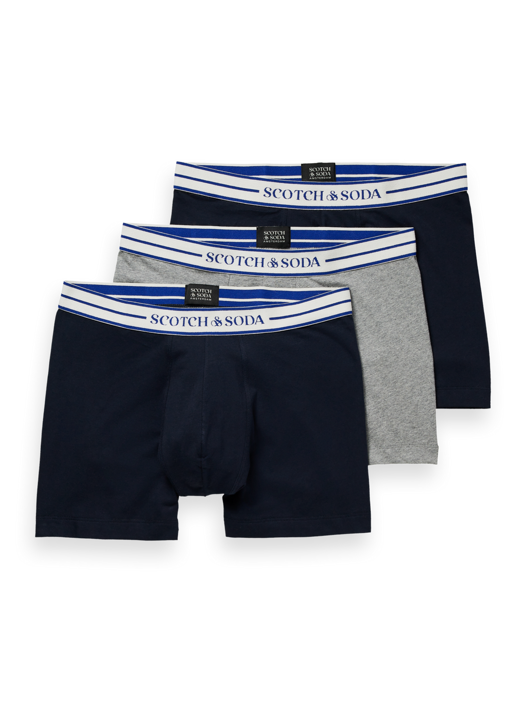 Scotch & Soda Large Logo Boxer Briefs 3 Pack in Navy | Buster McGee