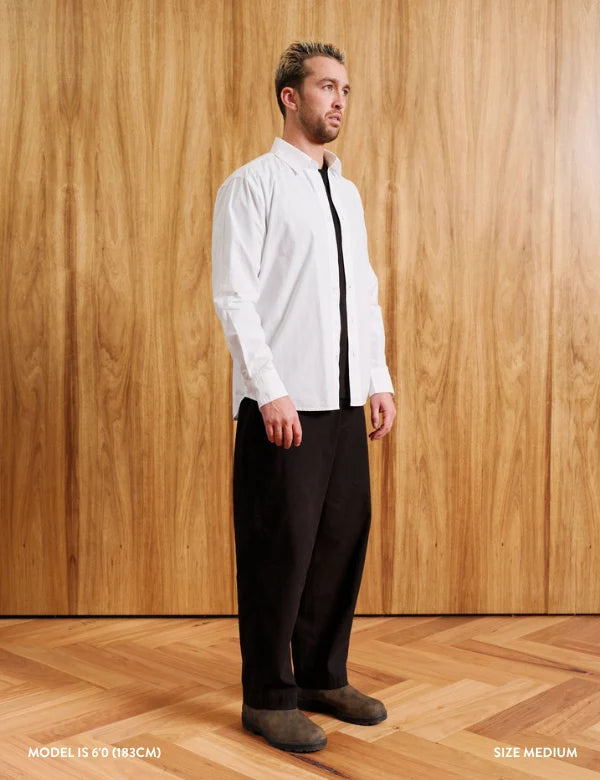 Mr Simple Russel Oversized Long Sleeve Shirt in White