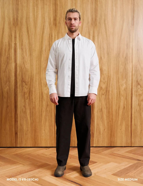 Mr Simple Russel Oversized Long Sleeve Shirt in White
