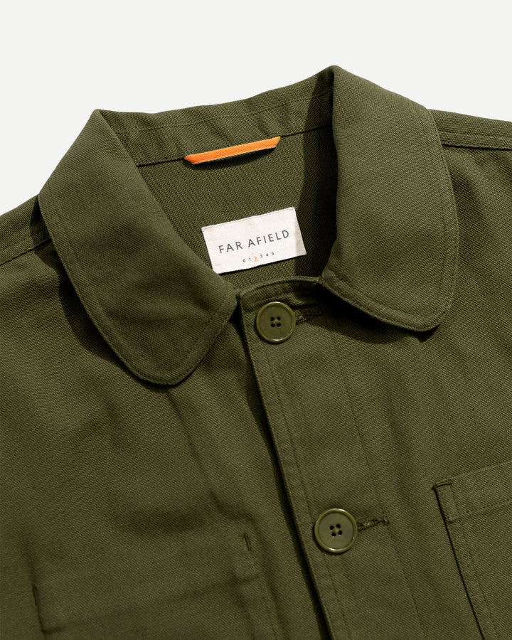 Far Afield Station Jacket in Green Panama Twill | Buster McGee