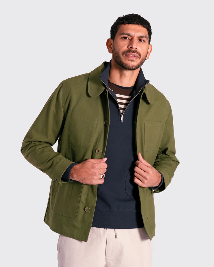 Far Afield Station Jacket in Green Panama Twill | Buster McGee
