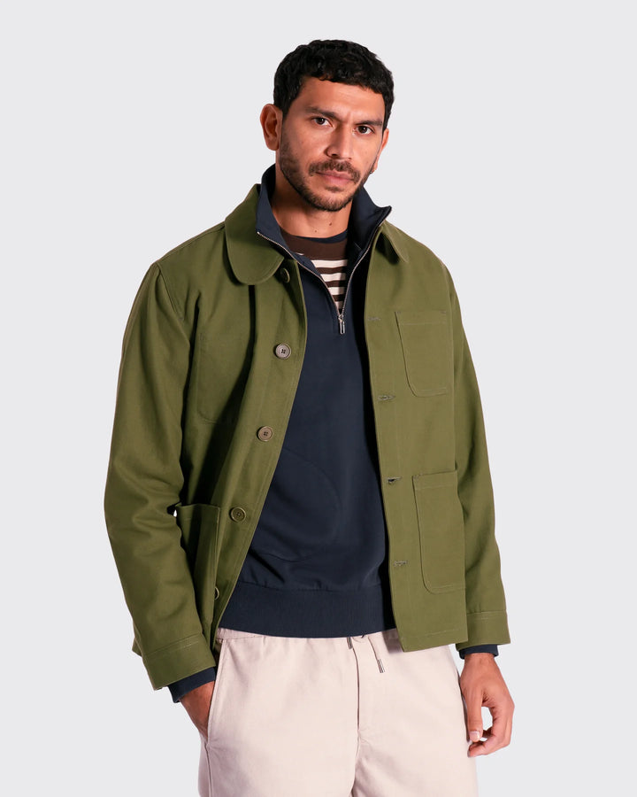 Far Afield Station Jacket in Green Panama Twill